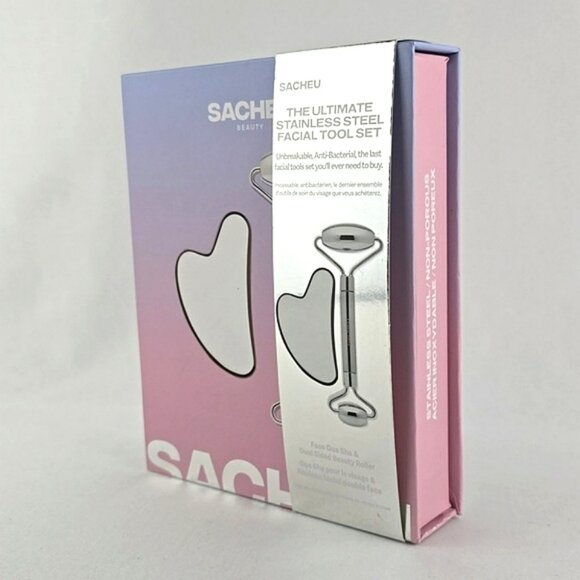 SACHEU Beauty The Ultimate Stainless Steel Facial 2 Pc Tool Set Travel Pouches - Picture 2 of 16